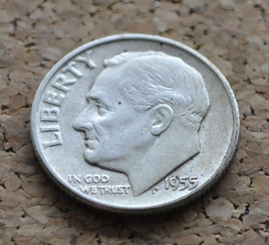 1955 PDS Roosevelt Silver Dimes - Choose Mint and Grade - Roosevelt Dime 1955 P, 1955 D Dime, 1955 S Dime - Circulated & Uncirculated Dimes