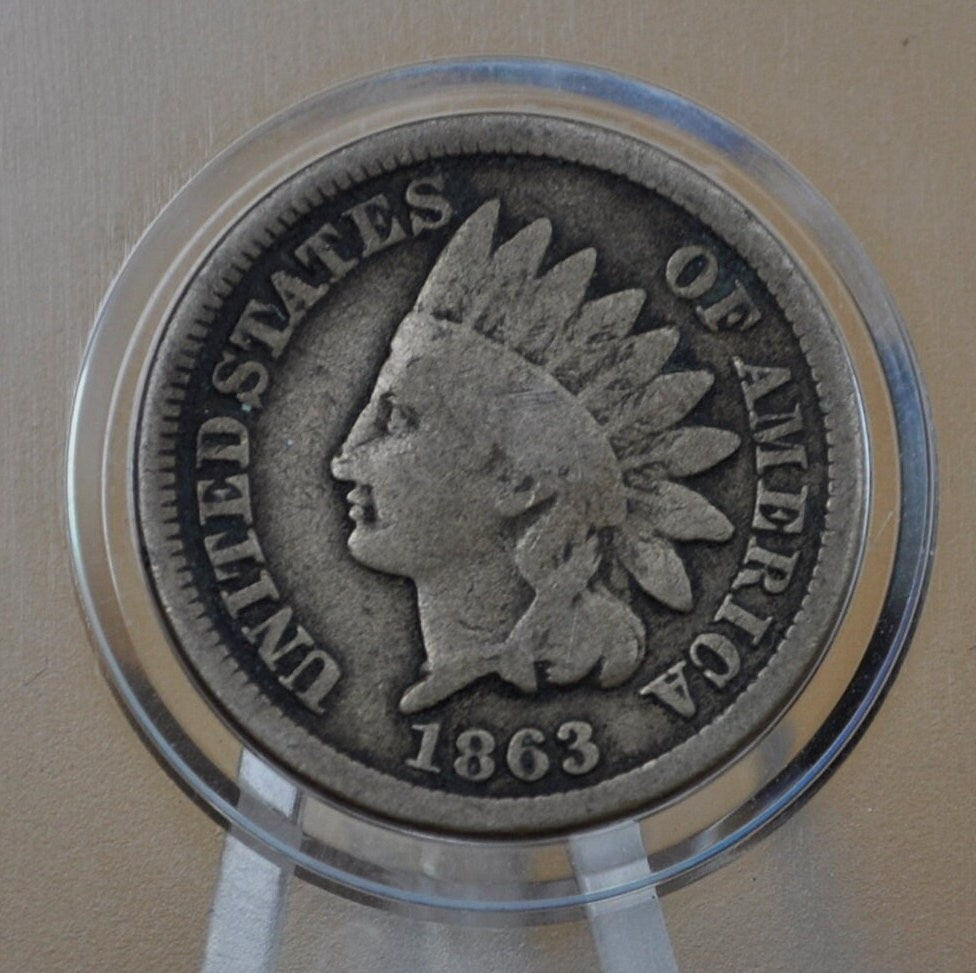 1863 Indian Head Penny - Choose by Grade / Condition - Early Date - Civil War Era Cent - 1863 Indian Cent 1863