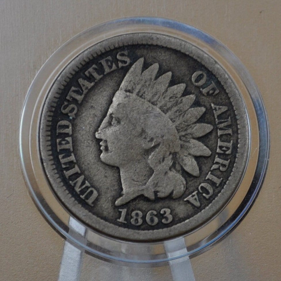 1863 Indian Head Penny - Choose by Grade / Condition - Early Date - Civil War Era Cent - 1863 Indian Cent 1863