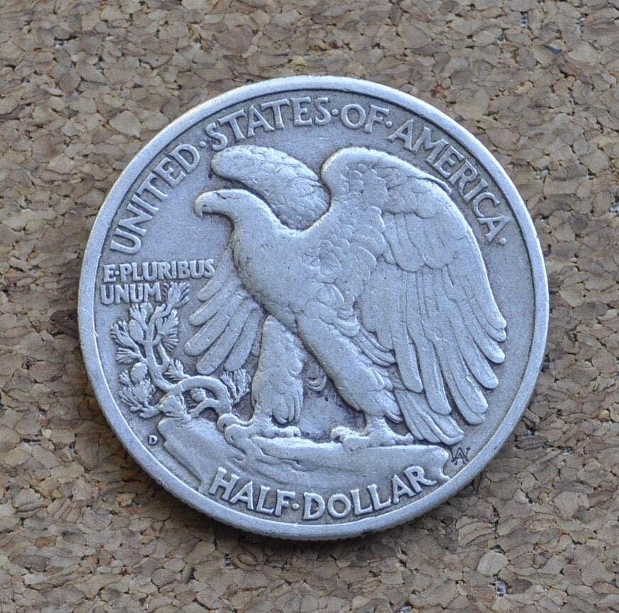 1946-D Walking Liberty Silver Half Dollar - F (Fine) Grade - Denver Mint - WWII Era Coin - 1946D / 1946 D WLH