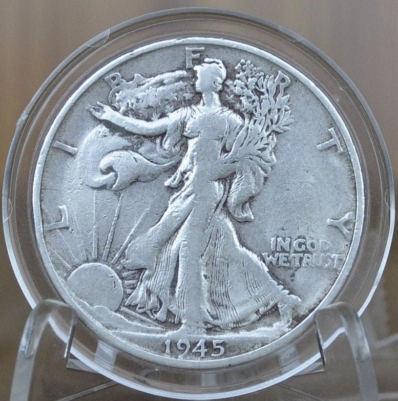 1945-D Walking Liberty Silver Half Dollar - Choose by Grade F-XF (Fine to Extremely Fine) - Denver Mint - 1945D, 1945 D WLH