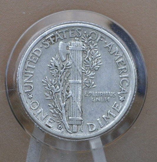 1934-D Mercury Dime - F to VF (Fine to Very Fine) - Denver Mint - Winged Liberty Head Dime 1934D - Silver Dime 1934 D