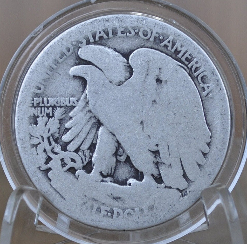 1917-D Obverse Walking Liberty Silver Half Dollar - VG (Very Good) - Denver Mint - Obverse D 1917 D Walking Liberty Half Dollar, Rarer Type