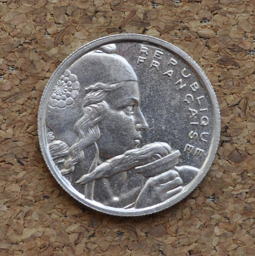 1954 French 100 Francs Coin - BU (Uncirculated) One Hundred Franc Coin 1954 France - Copper Nickel - Mint Luster - High Grade