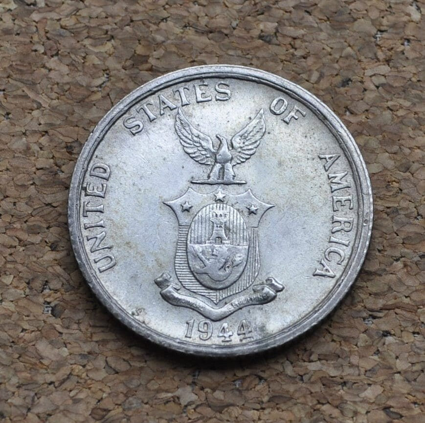 1944-S Silver Philippines 50 Centavos - XF (Extremely Fine) Condition - 1944 S Silver Fifty Centavos - Wartime - San Francisco Mint