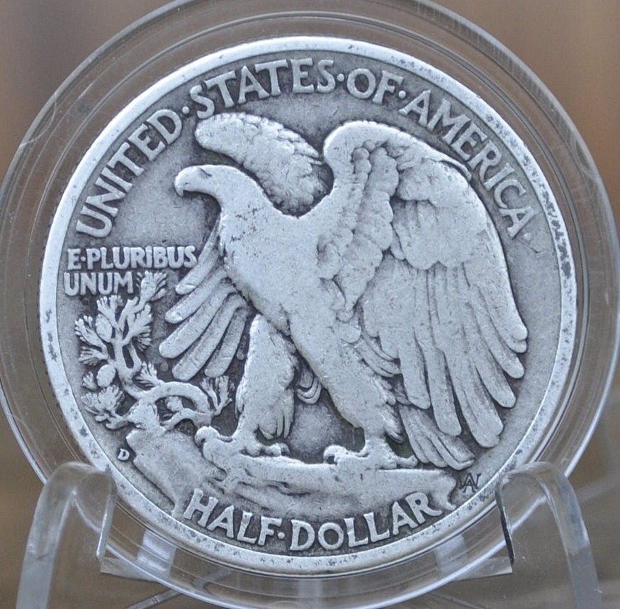 1939-D Walking Liberty Silver Half Dollar - F-XF (EF45; Extremely Fine) - Denver Mint - 1939D Half Dollar / 1939 D Half Dollar - WLH 1939 D