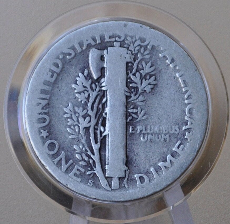 1924-S Mercury Silver Dime - G-VG (Good to Very Good) Condition - San Francisco Mint - 1924 S Winged Liberty Head Silver Dime Mercury 1924 S