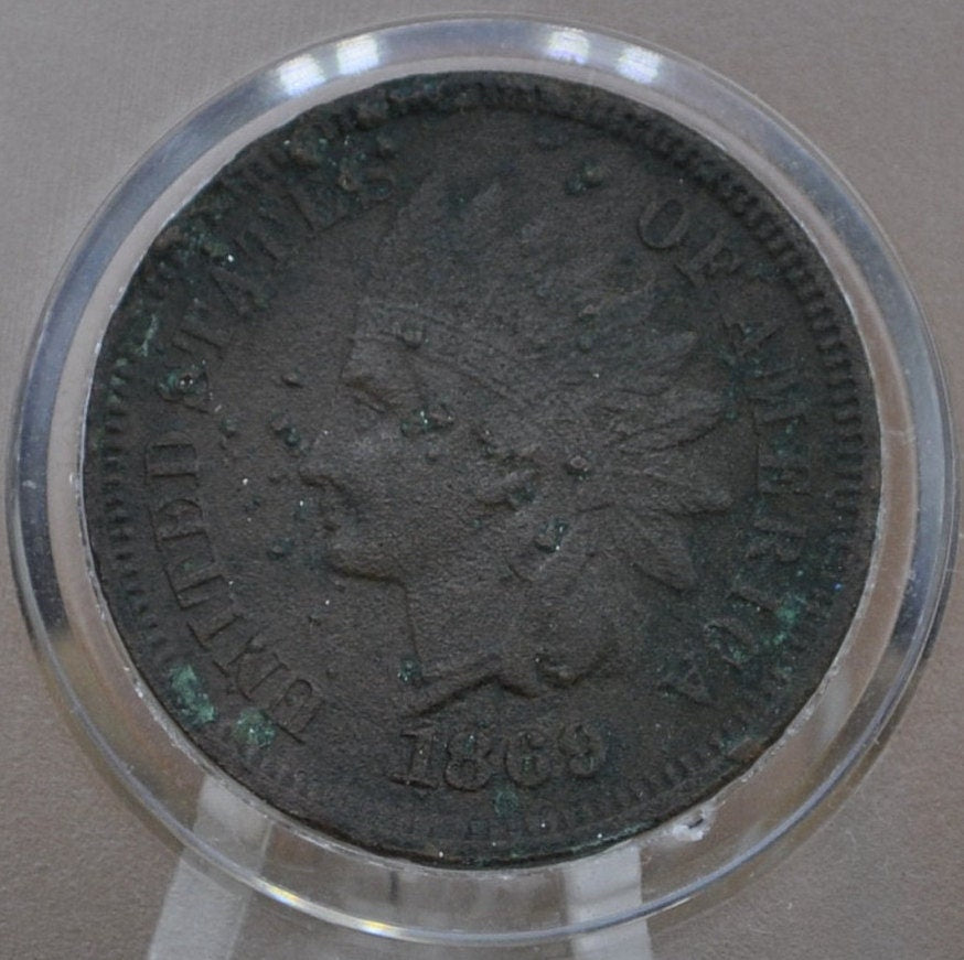 1869 Indian Head Penny - Key Date, Rarest of the 1860's - AG to G (Good) Condition / Grade - 1869 Cent