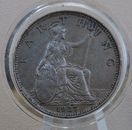 1920's One Farthing Great Britain - Great grade / condition - UK 1 Farthing 1920 to 1928 - King George V - British Farthing