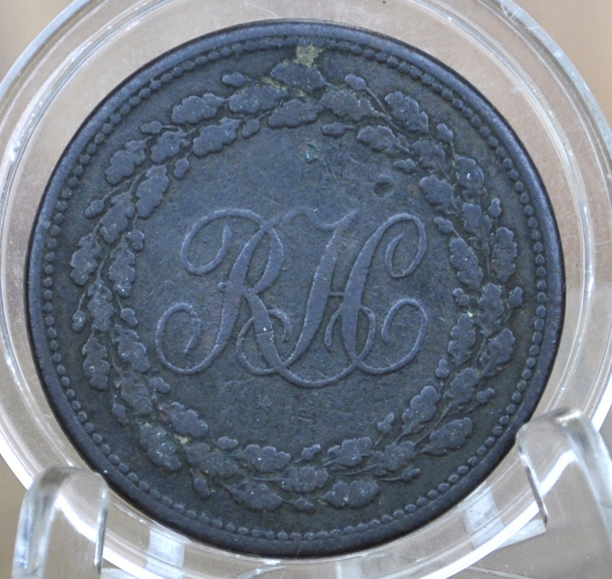 1814 Half Penny Token Lower Canada, Richard Hurd - 1/2 Penny Token Canada 1814 - Ship and RH Design - 1814 Canadian Token