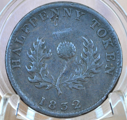 1832 Nova Scotia Half Penny Token - XF Grade / Condition - 1/2 Penny Token Canada 1832 - Copper - 1832 Canadian Token