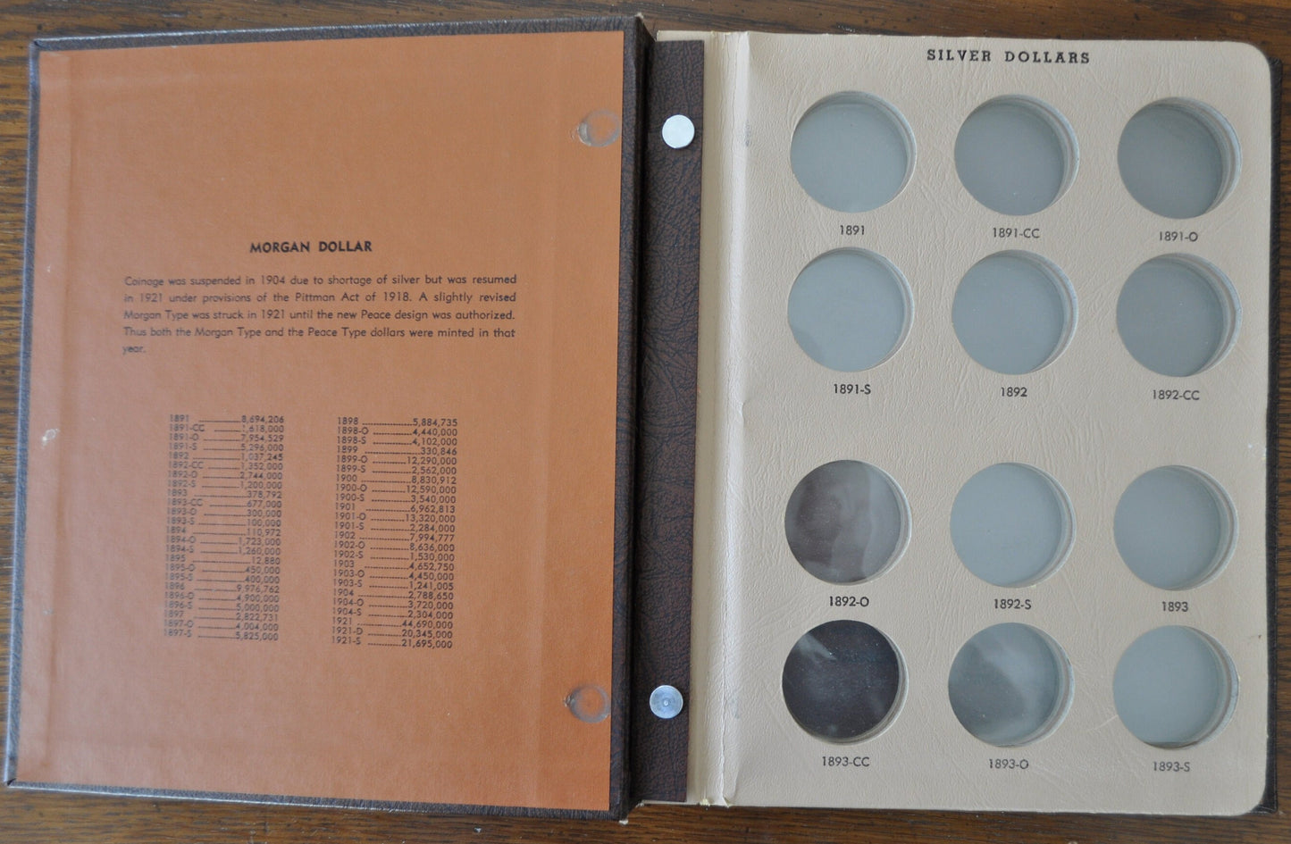 Dansco Morgan Dollar Album 1891-1921, Used, No. 7179 Morgan Silver Dollars, Dansco Album