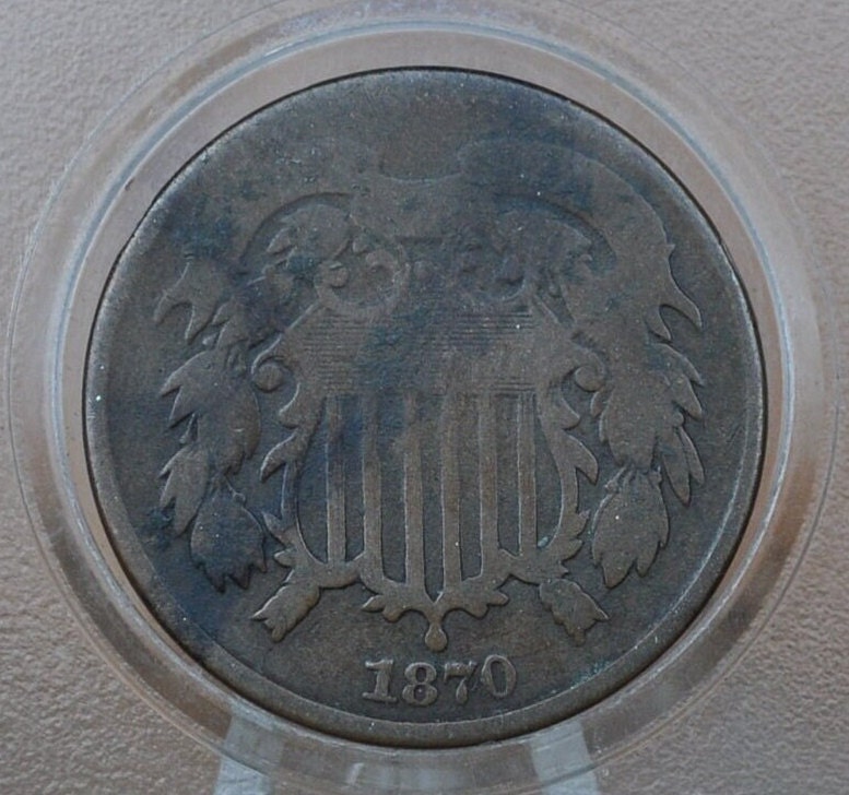 1870 Two Cent US Coin - VG-F (Very Good to Fine) Grade / Condition - Civil War Era - 1870 2 Cent Piece 1870 US Two Cent Coin