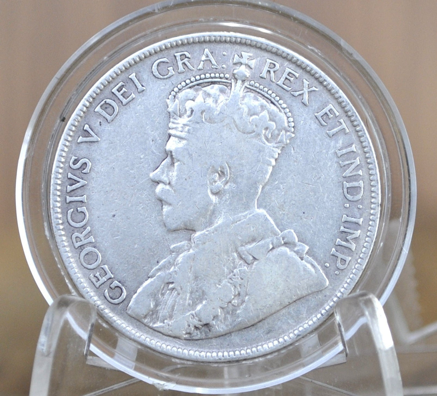 1919 Newfoundland 50 Cents - F (Fine) Condition - King George V - Fifty Cents Newfoundland 1919 Silver