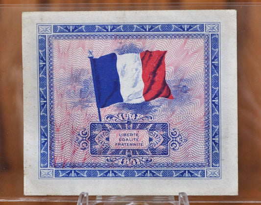 1944 France 2 Franc Paper Note - WWII Era French Bank Note, Beautiful Artwork - French 2 Francs Banknote