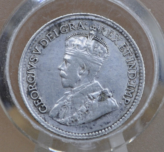 1920 Canadian Silver 5 Cent Coin - XF (Extremely Fine) Condition - King George - Canada 5 Cent 80% Silver 1920 Canada