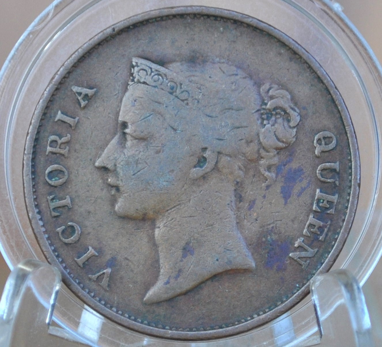 1845 British Straits Settlements One Cent - Great Condition - East India Company 1 Penny 1845 UK penny