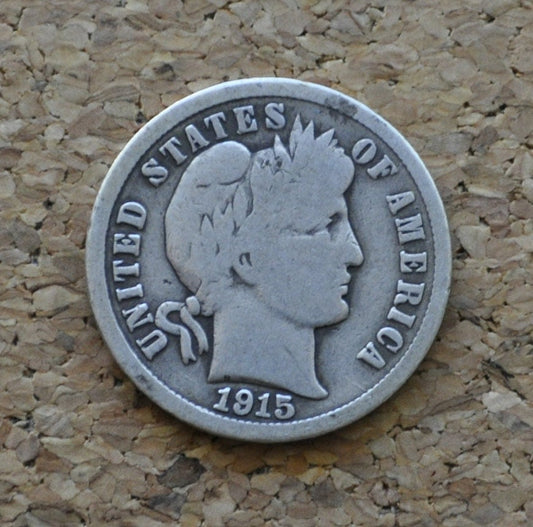 1915 Barber Dime - G/VG (Good-Very Good) Grade / Condition - Silver Dime - Philadelphia Mint - 1915-P Barber Dime 1915P
