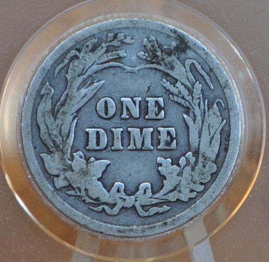 1904 Barber Silver Dime - G/VG (Good-Very Good) Grade / Condition - Philadelphia Mint - 1904 Barber Dime - Silver Dimes
