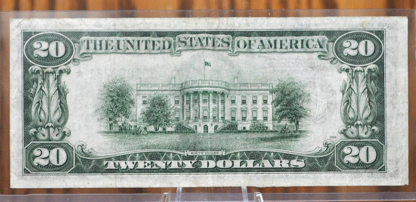 1934-A Star Note 20 Dollar Federal Reserve Note Star Note - VF+ (Very-Extremely Fine) Grade - Green Seal 1934 Twenty Dollar Bill Fr#2055-B*