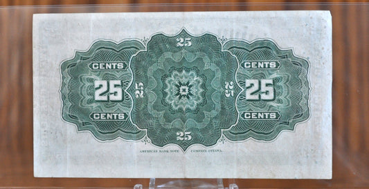 1900 25 Cent Fractional Note Dominion of Canada - 1900 Canadian Fractional Currency Twenty Five Cents - Great Design