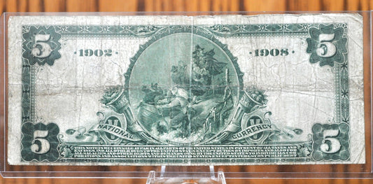 1902 Series 5 Dollar National Currency Note Fr#590, S-1275 - F (Fine) - The Bay State National Bank of Lawrence Massachusetts, Charter#1014