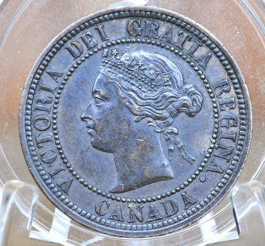 1882 Canadian Cent - XF-AU (Extremely Fine) Grade / Condition - Queen Victoria - 1882 Large Cent - 1882 H Penny Canada, Incredible Detail