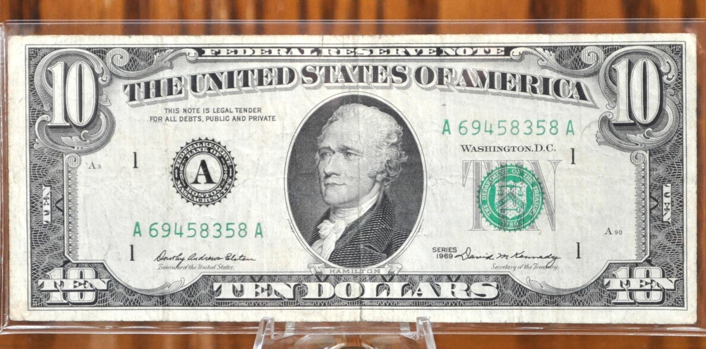 1969 10 Dollar Ink Smear Error - 1969 Ten Dollar Error Note (A) Boston - Fr#2018-A Fr2018A, Error Note