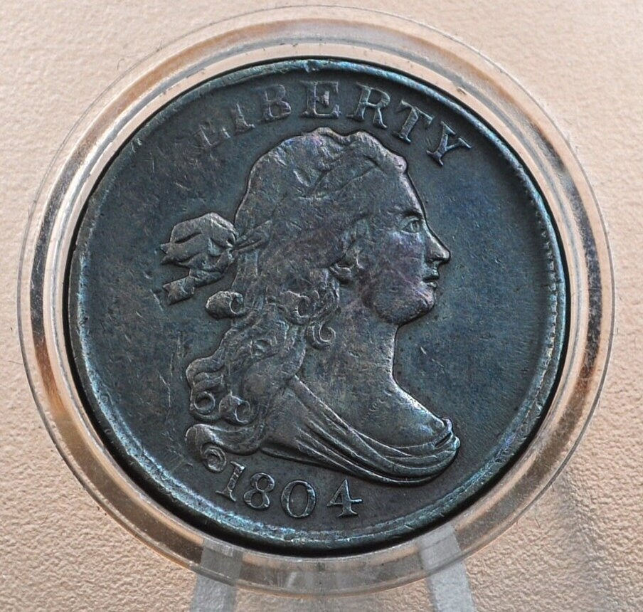 1804 Half Cent Plain 4 No Stems - VF30 (Choice Very Fine) -1804 Draped Bust Half Cent 1804 Half Cent Stemless Regular 4 -Early American Coin