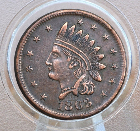 1863 Civil War Token - XF (Extremely Fine) - Not One Cent - Great Design, Great Condition