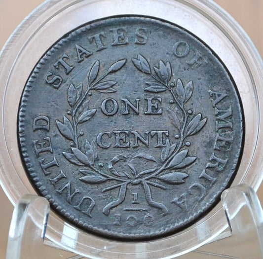 1802 Draped Bust Large Cent, With Stems - VF (Very Fine) - US Large Cent 1802 One Cent US Affordable with great detail