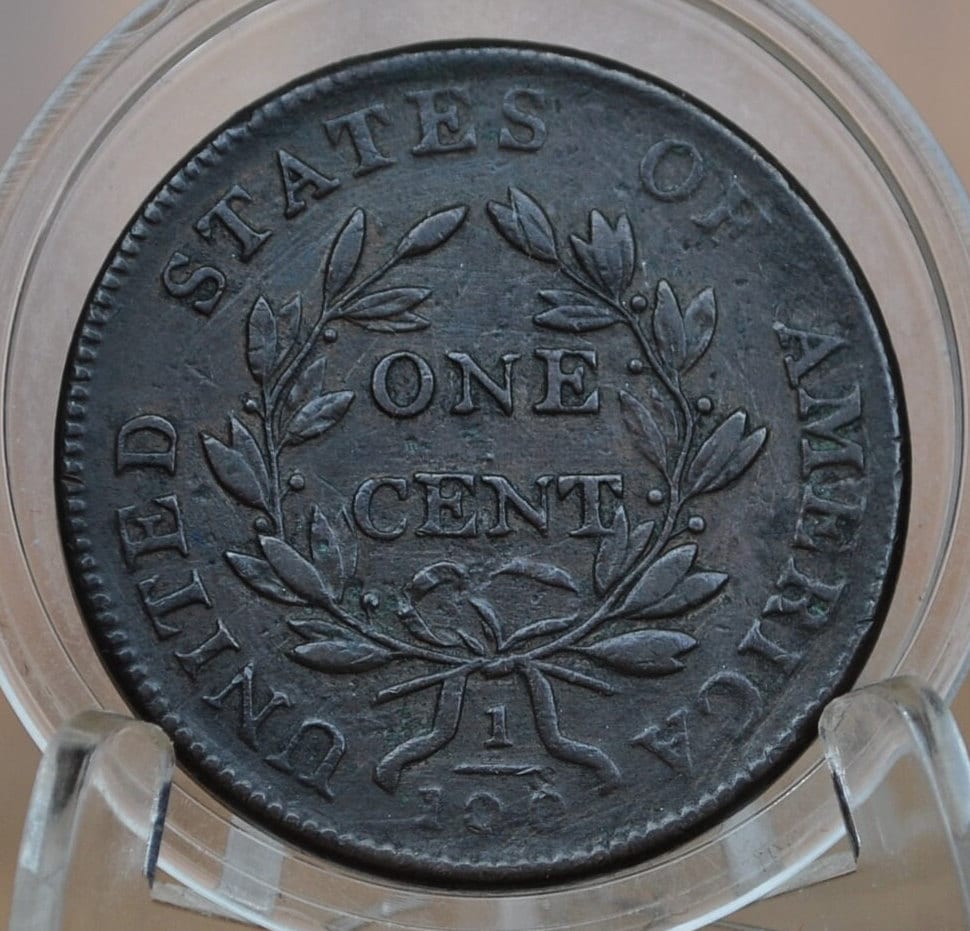 1802 Draped Bust Large Cent, With Stems - VF (Very Fine) - US Large Cent 1802 One Cent US Affordable with great detail