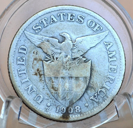 1908-S Philippines Silver 50 Centavos - Great Condition - 1908 Silver Fifty Centavos Philippines, 90% Silver