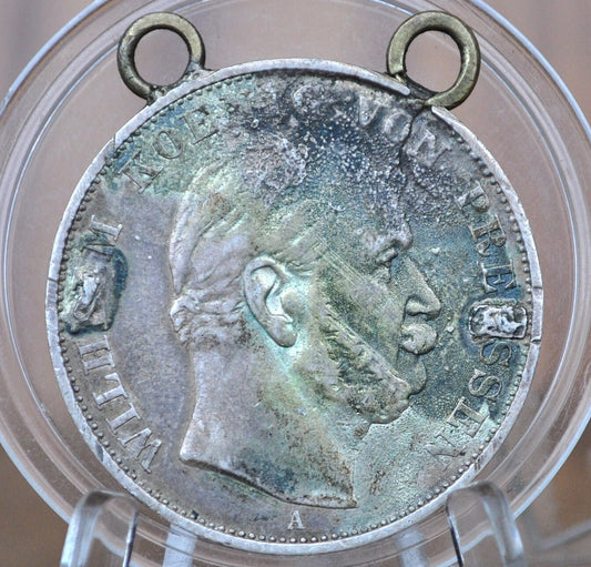 Super Cool 1871 Prussian Silver Thaler - Modified For Pendent - German States Silver Thaler 1871, German Coin Pendent, Victory Thaler