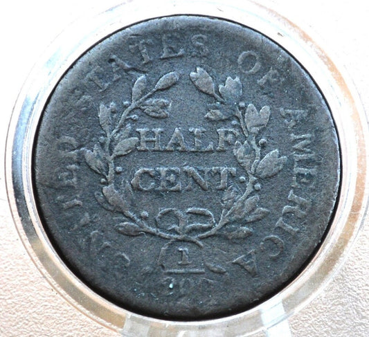 1806 Half Cent Small 6 Stemless - Very Good (VG10) - 1806 Draped Bust Half Cent Small Six No Stems - Great Collection Addition