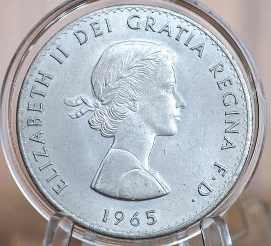 1965 Churchill Crown Commemorative Coin - Queen Elizabeth II Del Gratia Regina F.D. Commemorative Crown - Great Britain UK Coin Churchill