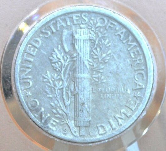 1927-S Mercury Dime - San Francisco Mint - XF, Damaged from cleaning - 1927 S Winged Liberty Head Silver Dime - Silver Dime 1927 S