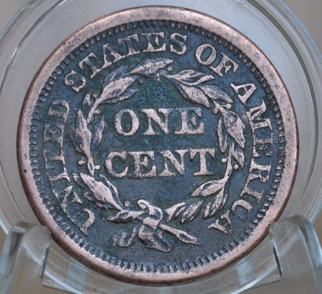1855 Braided Hair Large Cent - VF (Very Fine) Grade / Condition - 1855 Coronet Cent - 1855 US Large Cent - Braided Hair Upright 5
