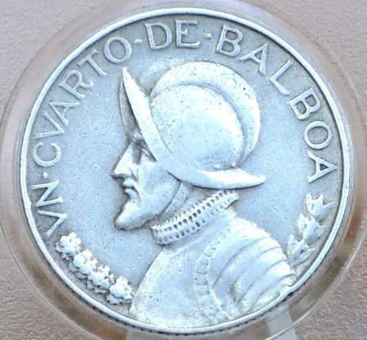 Rarer 1933 Panama 1/4 Balboa - Great Condition, XF - Silver Quarter Balboa Coin 1933 Panama, Only 120,000 Made, High Grade