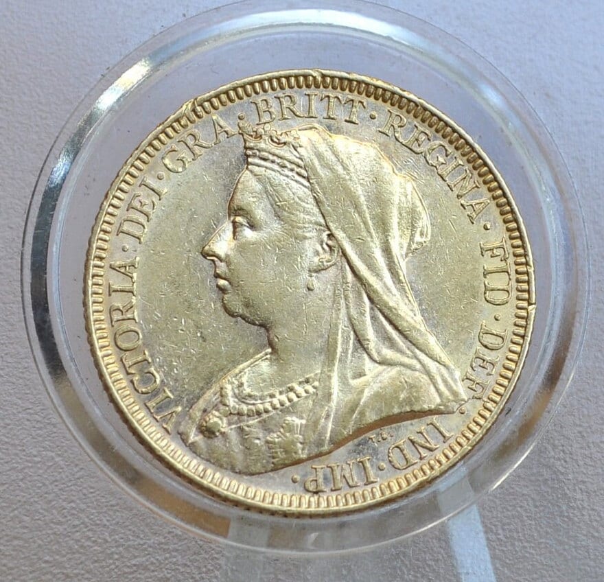 1893-M Great Britain Gold Sovereign Melbourne Mint - AU Grade / Condition, Beautiful Coin, Lustrous - UK Gold Sovereign 1893 Australia