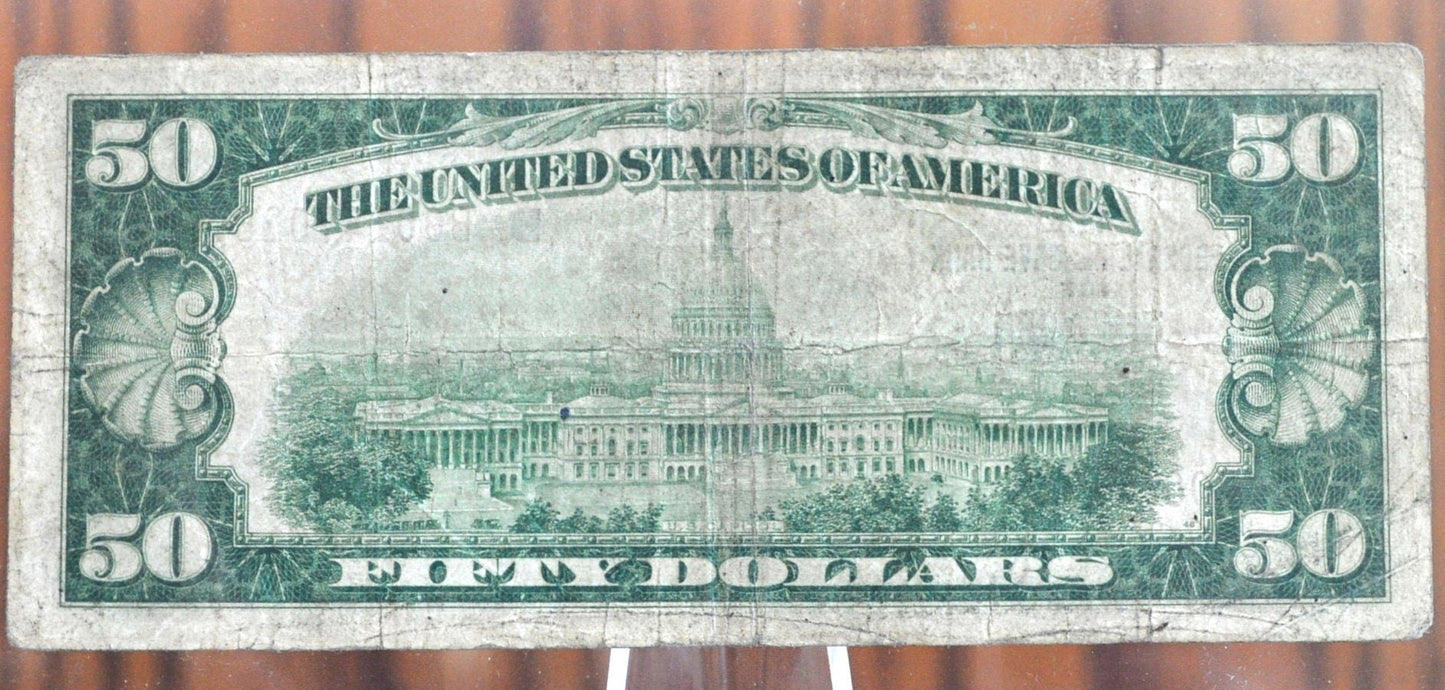 1929 50 Dollar National Currency Note Fr1880 B - VG/F - New York 1929 Fifty Dollar Federal Reserve Bank Note Fr#1880-B