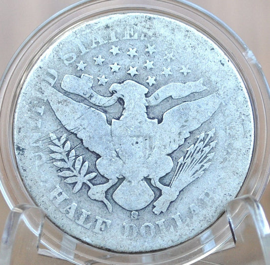 1905-S Barber Silver Half Dollar, Key Date - AG/G (About Good - Good) Grade/Condition, San Francisco Mint 1905S Half Dollar 1905 S
