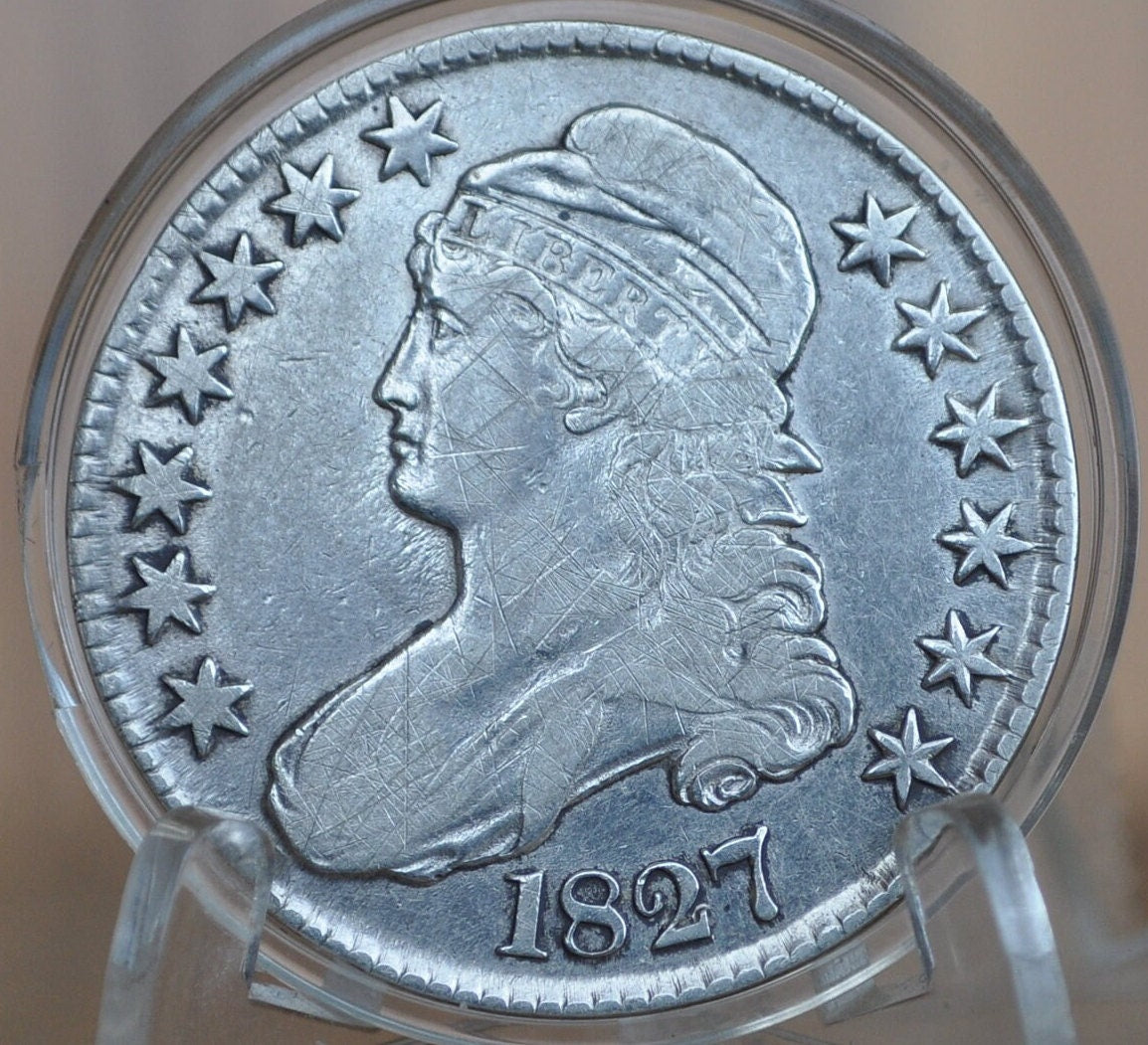 1827 Capped Bust Half Dollar - VF (Very Fine); Lower Price Because of Scratches & Cleaning - 1827 Half Dollar US Half Dollar 1827