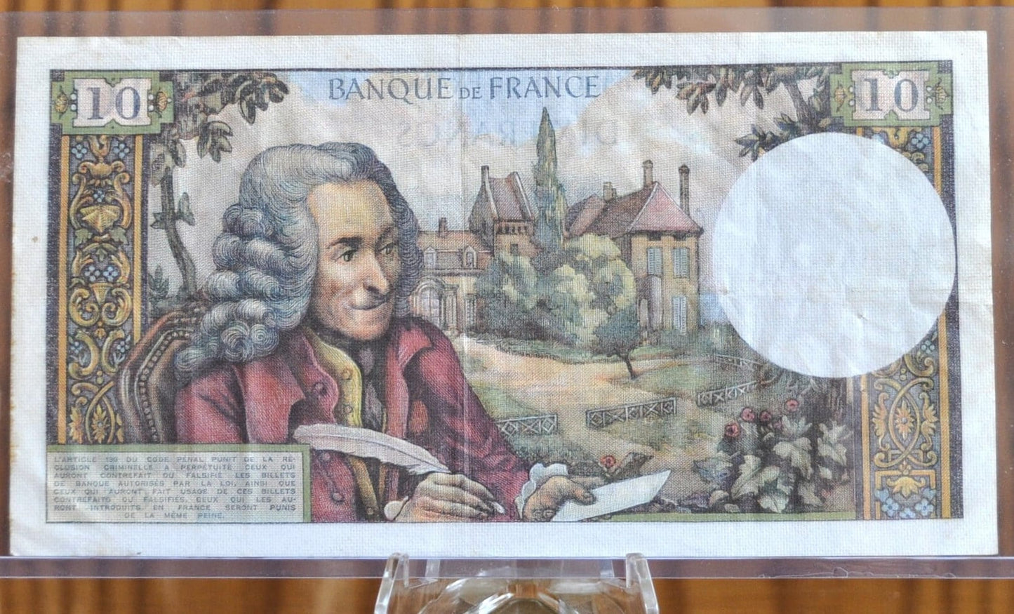 1963 France 10 Franc Banknote - Voltaire Type - Pick Number 147a (P#147a), AU - French Ten Francs Banknote 1963 5-12-1963