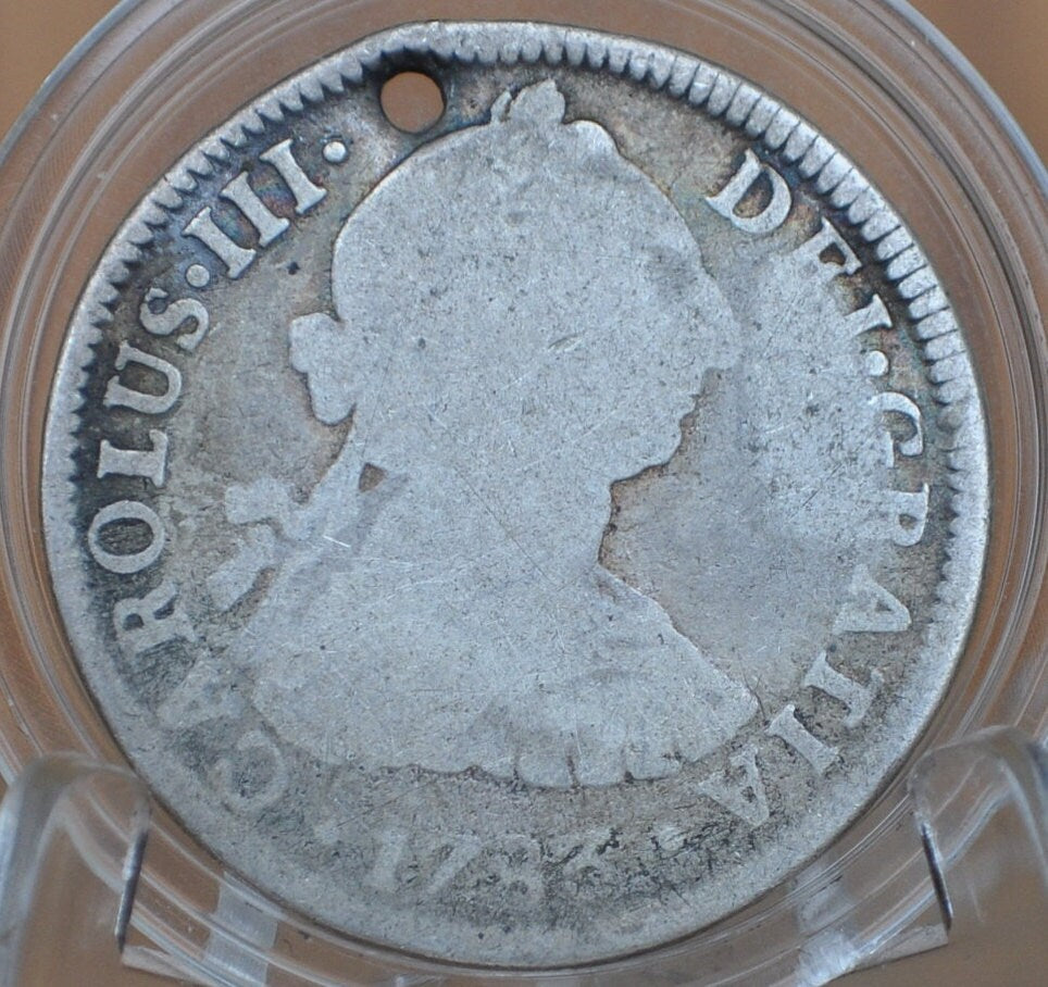 1783 Spanish 2 Reales, Mexico, Silver - 1783 F F - Spanish Silver Colonial Era Coin 1783 Two Reales - Pirate Coins