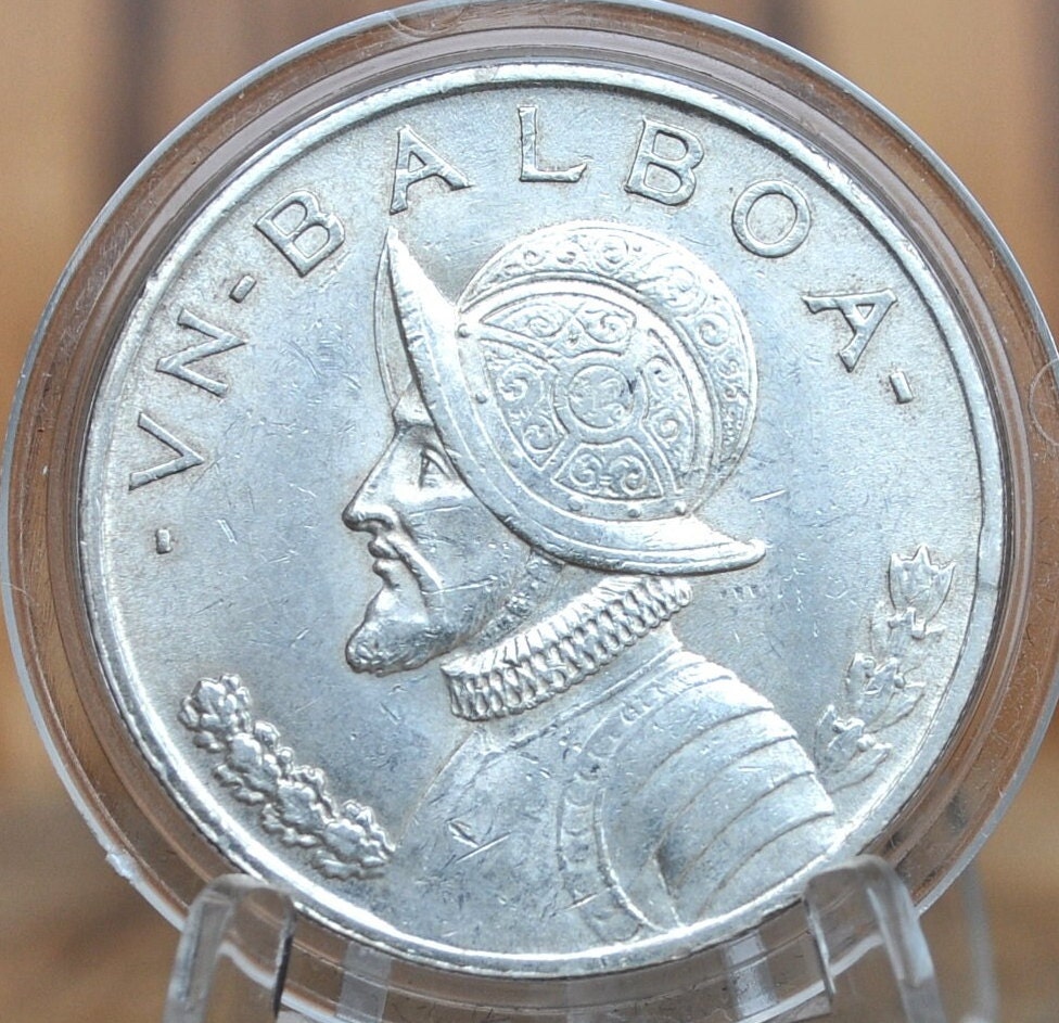 1947 Panama 1 Balboa - AU, Great Mint Luster, Silver, Only 500,000
