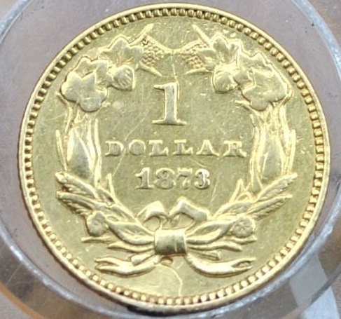 1873 Indian Princess Head One Dollar Gold Coin (Type 3) - AU Detail, Former Jewelry Piece - 1 Dollar Gold 1873 Indian Princess