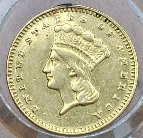 1873 Indian Princess Head One Dollar Gold Coin (Type 3) - AU Detail, Former Jewelry Piece - 1 Dollar Gold 1873 Indian Princess