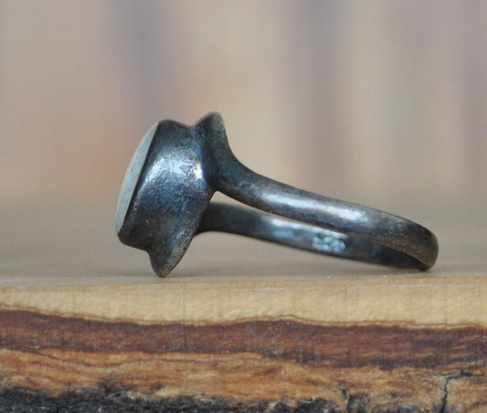 Antique Pearl Sterling Silver Ring - Simple Silver Band - Size 8 Ring Size 8 (18.1 MM Band) - Simple Design - Antique Silver Ring