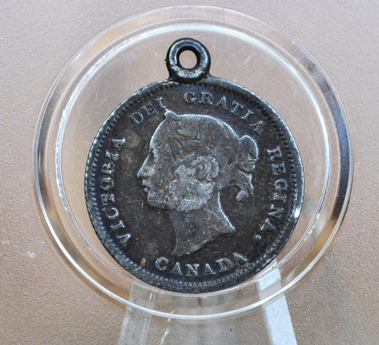 Genuine Antique Love Token J - Made From an 1800s Canadian Silver Dime - Beautiful Scroll Work, 1800s Love Token Sterling